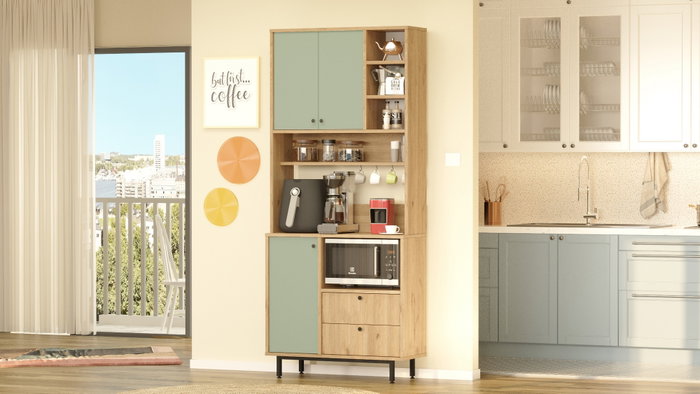 Hanah Home RE6-SY Armario Multiusos Roble y Verde